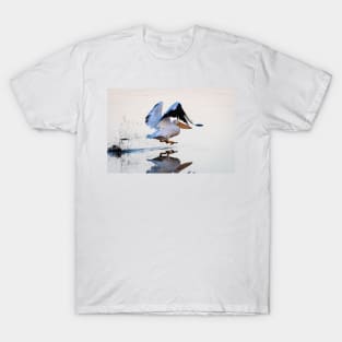 Pelican Takeoff Kicking Up Mud T-Shirt